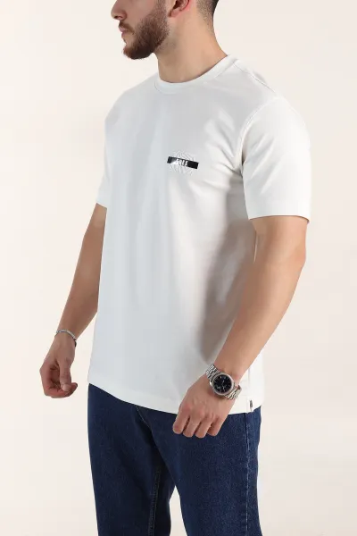 Beyaz Relaxed Fit Baskılı Yazı Detaylı Erkek Tişört 358545