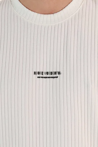 Beyaz Relaxed Fit Dokulu Yazı Detaylı Erkek Tişört 370311