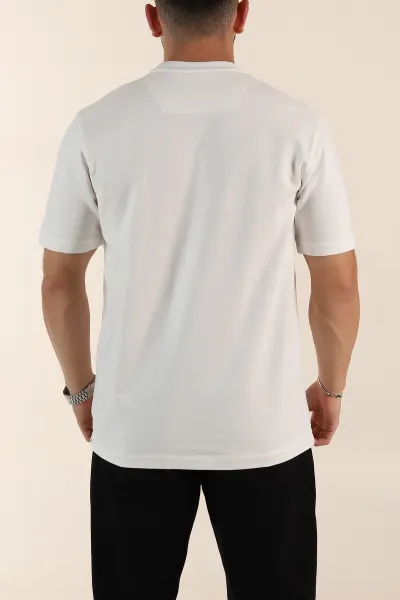 Beyaz Relaxed Fit Kabartma Yazı Detaylı Erkek Tişört 358496