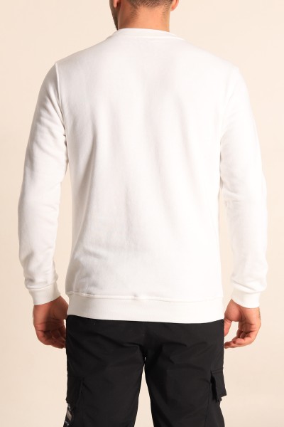 Beyaz Relaxed Fit Kabartma Yazılı Erkek Sweatshirt 221452
