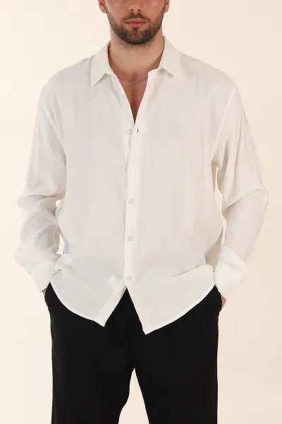 beyaz-relaxed-fit-modal-kumas-uzun-kollu-erkek-gomlek-368661