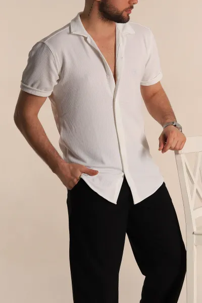beyaz-relaxed-fit-orme-duble-kisa-kollu-erkek-gomlek-275341