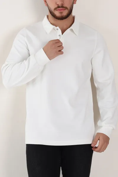 beyaz-relaxed-fit-oysho-kumas-dugmeli-polo-yaka-erkek-sweatshirt-399524