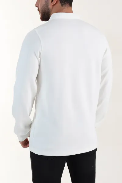 Beyaz Relaxed Fit Oysho Kumaş Hakim Yaka Erkek Sweatshirt 399611