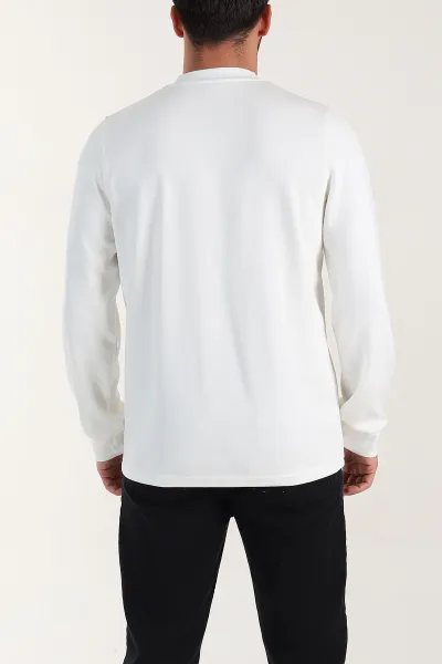 Beyaz Relaxed Fit Oysho Kumaş Kabartma Yazılı Erkek Sweatshirt 399531
