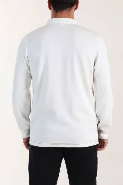Beyaz Relaxed Fit Oysho Kumaş Üç Renkli Polo Yaka Sweatshirt 399546