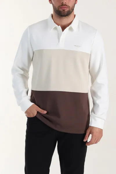 beyaz-relaxed-fit-oysho-kumas-uc-renkli-polo-yaka-sweatshirt-399546
