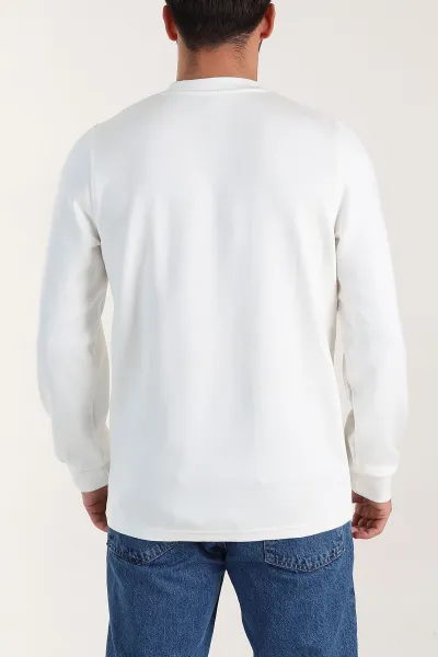 Beyaz Relaxed Fit Oysho Kumaş Yazı Detaylı  Erkek Sweatshirt 399465