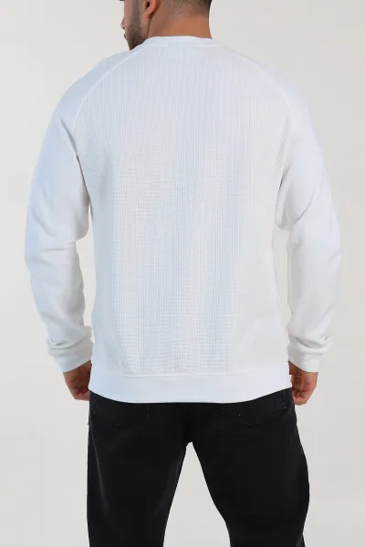 Beyaz Relaxed Fit Pike Kumaş Reglan Kollu Basic Sweatshirt 317690