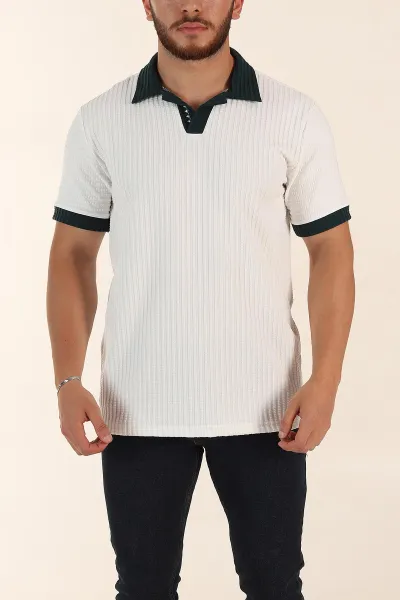 beyaz-relaxed-fit-waffle-dokulu-polo-yaka-erkek-tisort-370349
