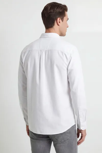 Beyaz Şambre Kumaş Relaxed Fit Erkek Gömlek 435911