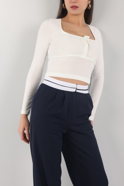 Beyaz Sandy Kumaş Bluz 151671