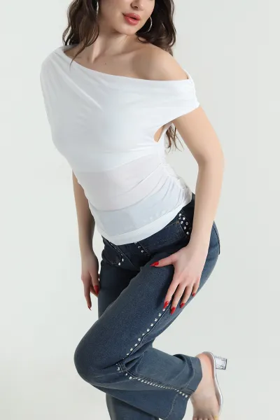 Beyaz Sandy Kumaş Kadın Bluz 437780