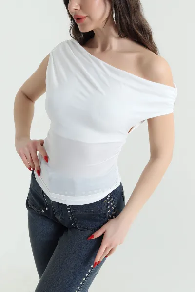 Beyaz Sandy Kumaş Kadın Bluz 437780