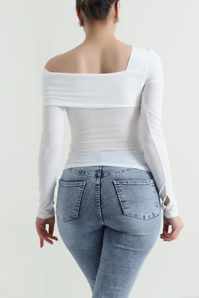 Beyaz Sandy Kumaş Kadın Bluz 467451