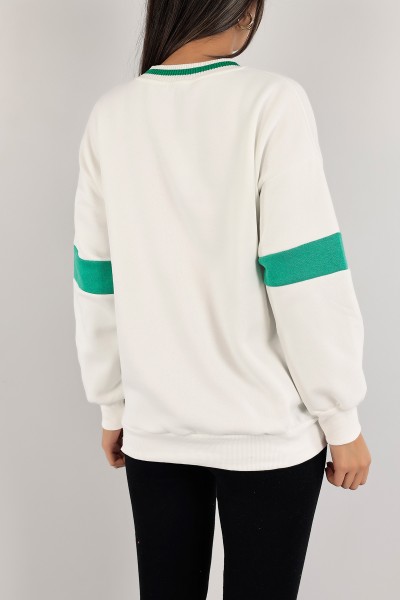 Beyaz Şardonlu Baskılı Bayan Sweat 136903