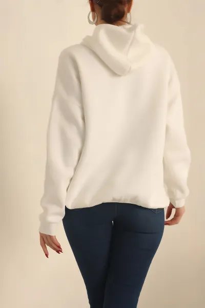 Beyaz Şardonlu Baskılı Bayan Sweat 228838