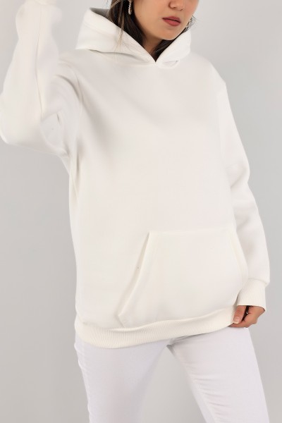 Beyaz Şardonlu Bayan Sweat 136532