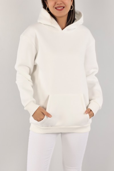 Beyaz Şardonlu Bayan Sweat 136532