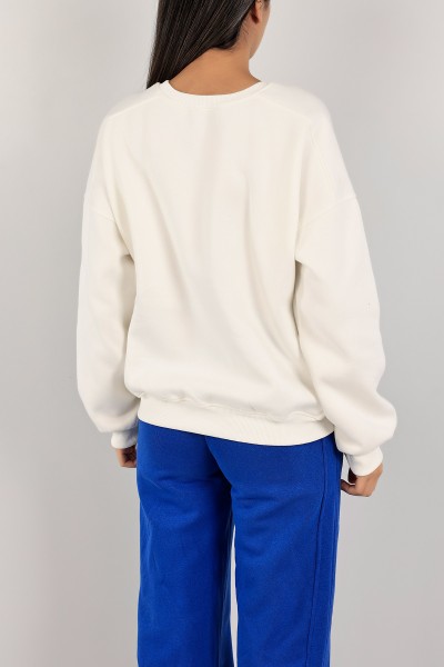 Beyaz Şardonlu Bayan Sweat 142338