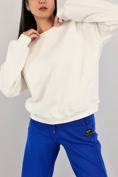 Beyaz Şardonlu Bayan Sweat 142338