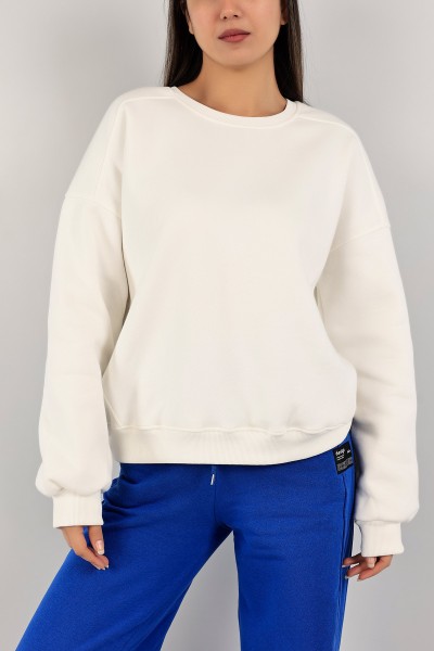 Beyaz Şardonlu Bayan Sweat 142338