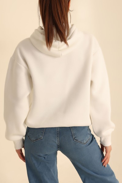 Beyaz Şardonlu Bayan Sweat 209596