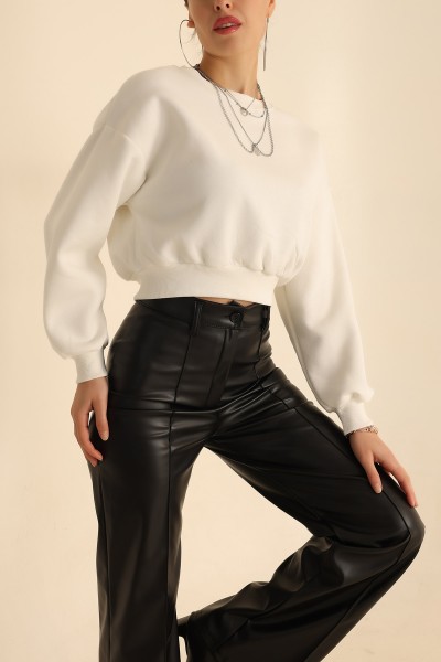 Beyaz Şardonlu Bayan Sweat 215113