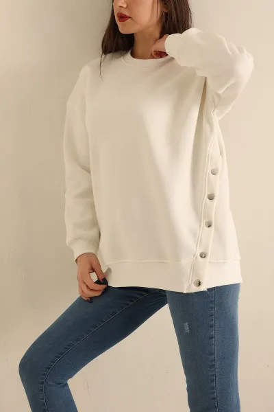 Beyaz Şardonlu Bayan Sweat 224822