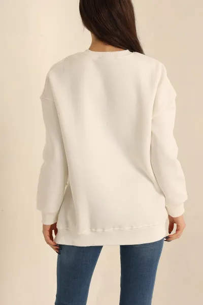 Beyaz Şardonlu Bayan Sweat 224822
