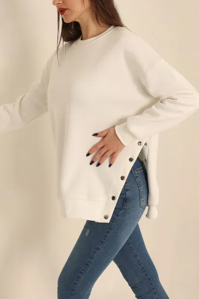 Beyaz Şardonlu Bayan Sweat 224822