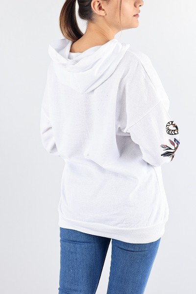 Beyaz Şardonlu Bayan Sweat 88344