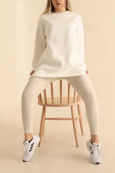Beyaz Şardonlu Sweat Tunik 217001