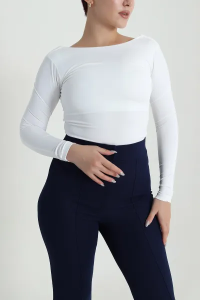 Beyaz Scuba Kadın Zıbın Bluz 483753