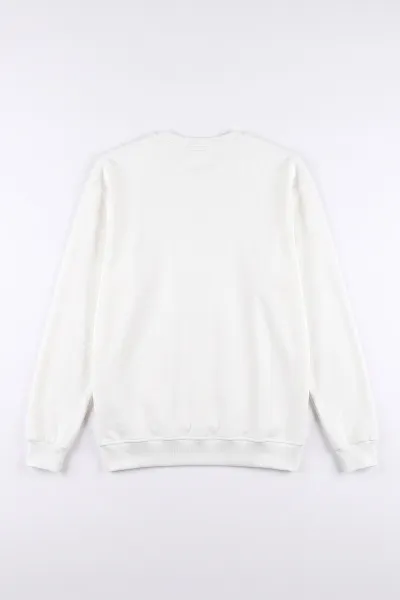 Beyaz Selanik Bisiklet Yaka Uzun Kol Erkek Sweatshirt 494512