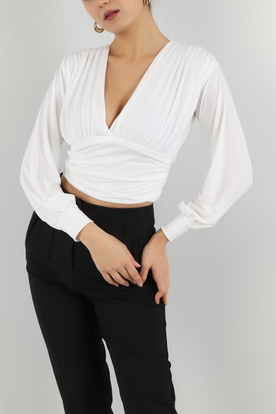 Beyaz Sendy Kumaş Bluz 149456