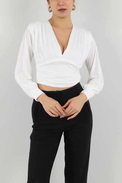 Beyaz Sendy Kumaş Bluz 149456