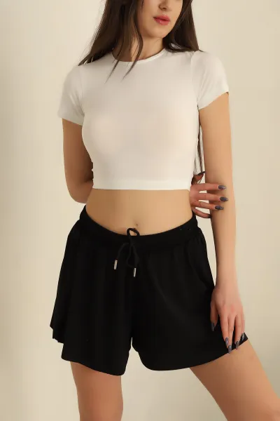 Beyaz Sendy Kumaş Crop 257528