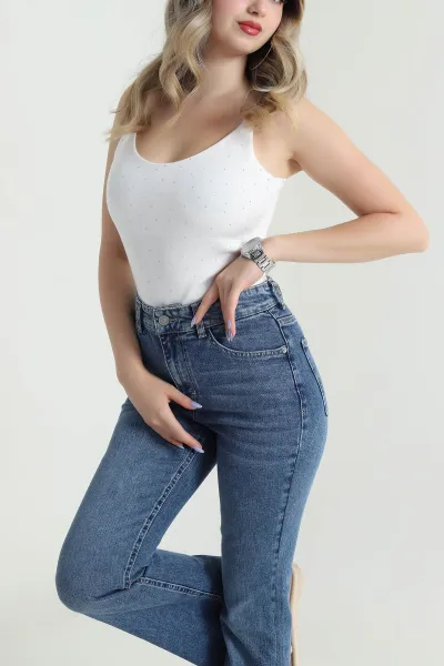 Beyaz Serpme Taşlı Oysho Kadın Zıbın Bluz 475267