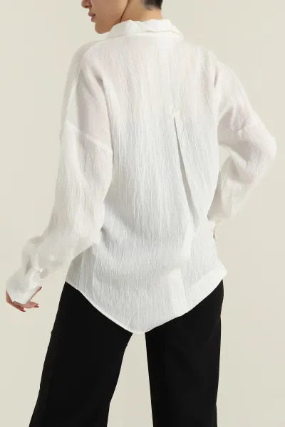 Beyaz Sırt Körüklü Monaco Kadın Gömlek 427884