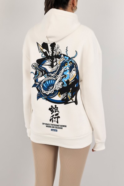 Beyaz Sırtı Baskılı Şardonlu Sweat 143399