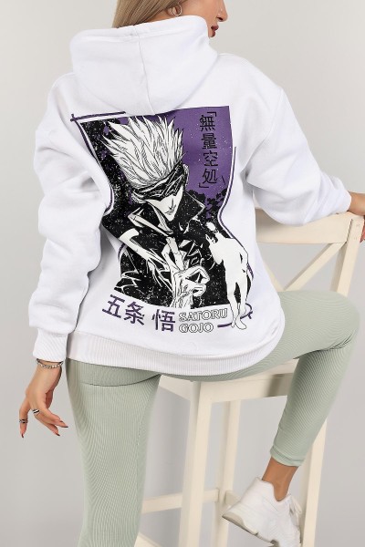 Beyaz Sırtı Baskılı Şardonlu Sweat 143406