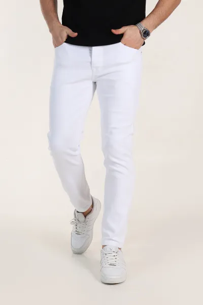 Beyaz Skinny Fit Erkek Kot Pantolon 354418