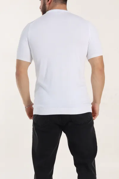 Beyaz Slim Fit Basic Kısa Kollu Triko Tişört 338598