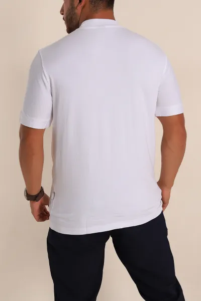 Beyaz Slim Fit Basic Likralı Erkek Tişört 268494