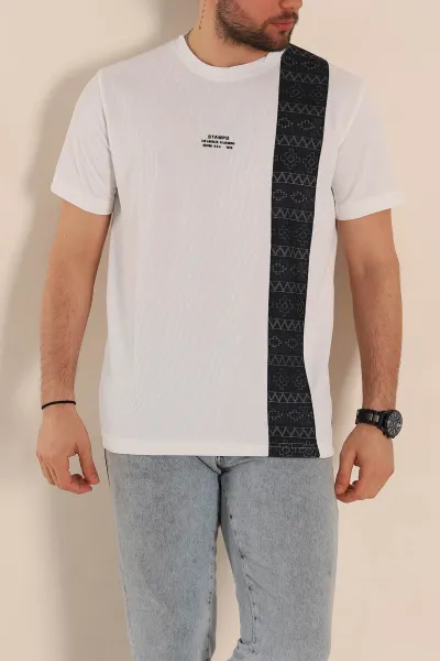 Beyaz Slim fit Desenli Yazı Detay Erkek Tişört 268629
