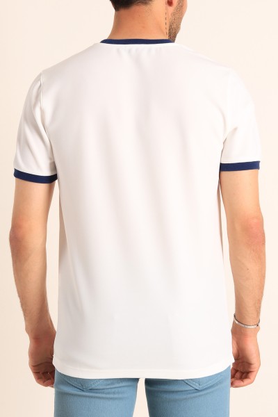Beyaz Slim Fit Kabartma Yazılı Erkek Tişört 186801