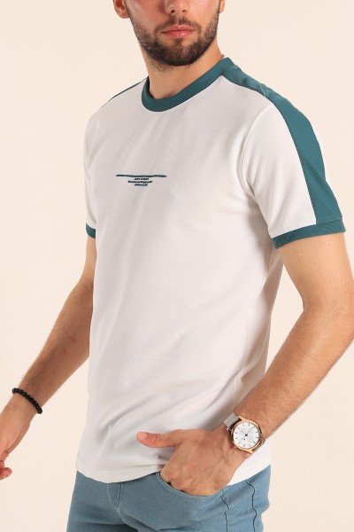 Beyaz Slim Fit Kabartma Yazılı Erkek Tişört 190221