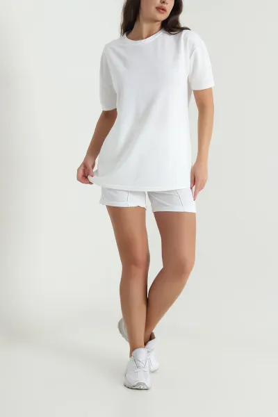 Beyaz Şortlu Modal Kadın İkili Takım 474388