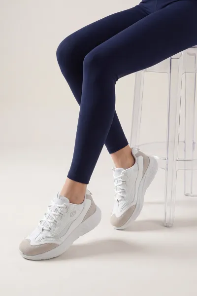 Beyaz Süet Detay Bagcıklı Kadın Spor Ayakkabı 453273